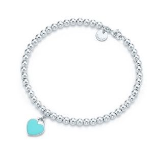 Brand New Tiffany Bead Bracelet w blue heart